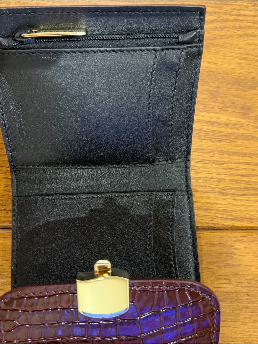 Milo Small Wallet - Merlot Red Crocodile Print - Picture 6 of 7